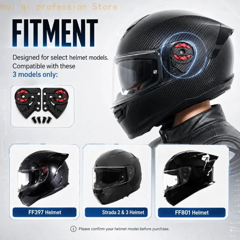 Helmet Base Set with Four Screws, Left and Right Mount Pieces for FF801 FF397 Motorcycle Side Hardware Service, Opening Support