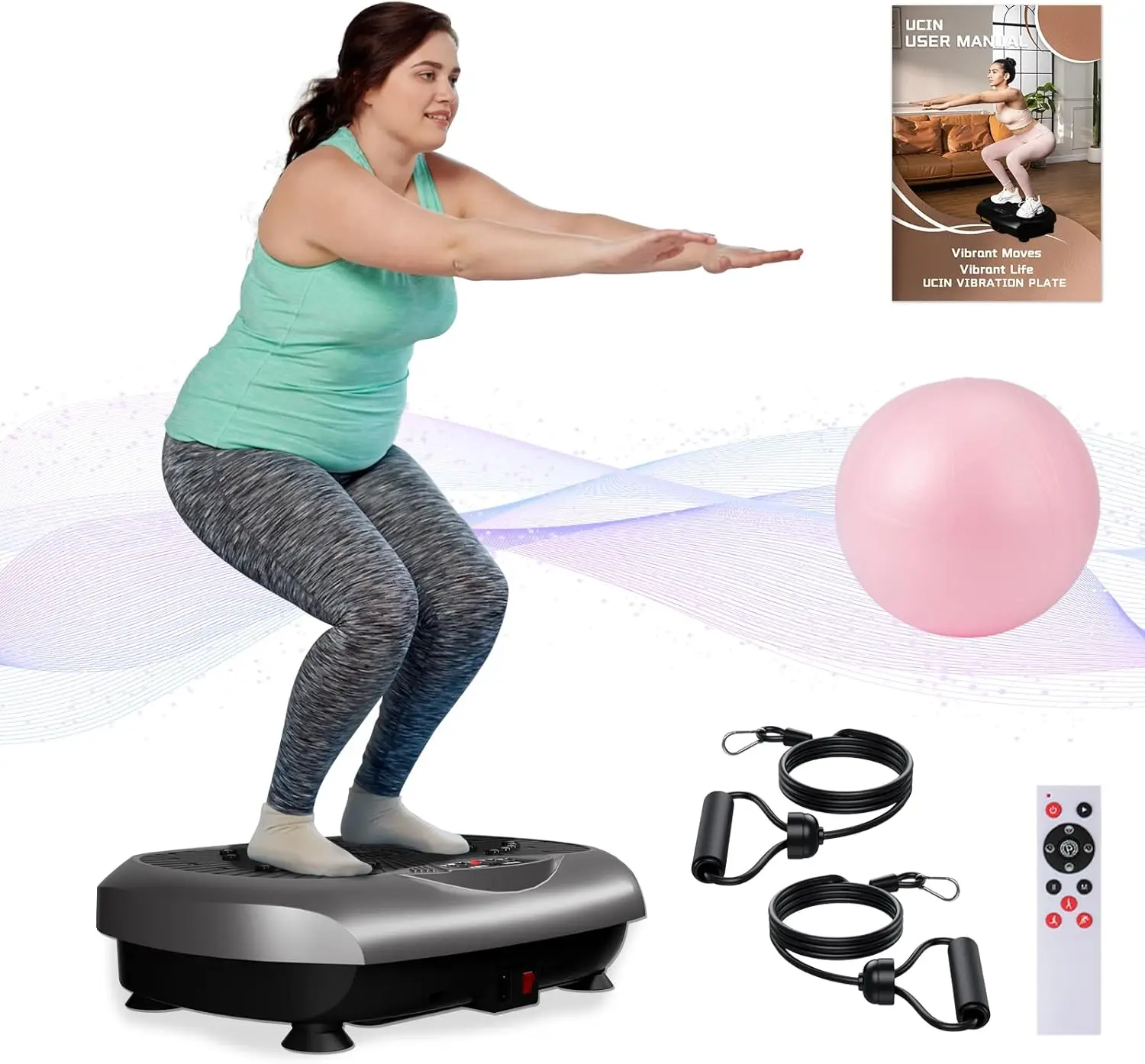 Plate Exercise Machine, Vibration Plate for Lymphatic Drainage, Vibration Plate 330lbs Capacity, Home Gym Fitness Exercise Equip