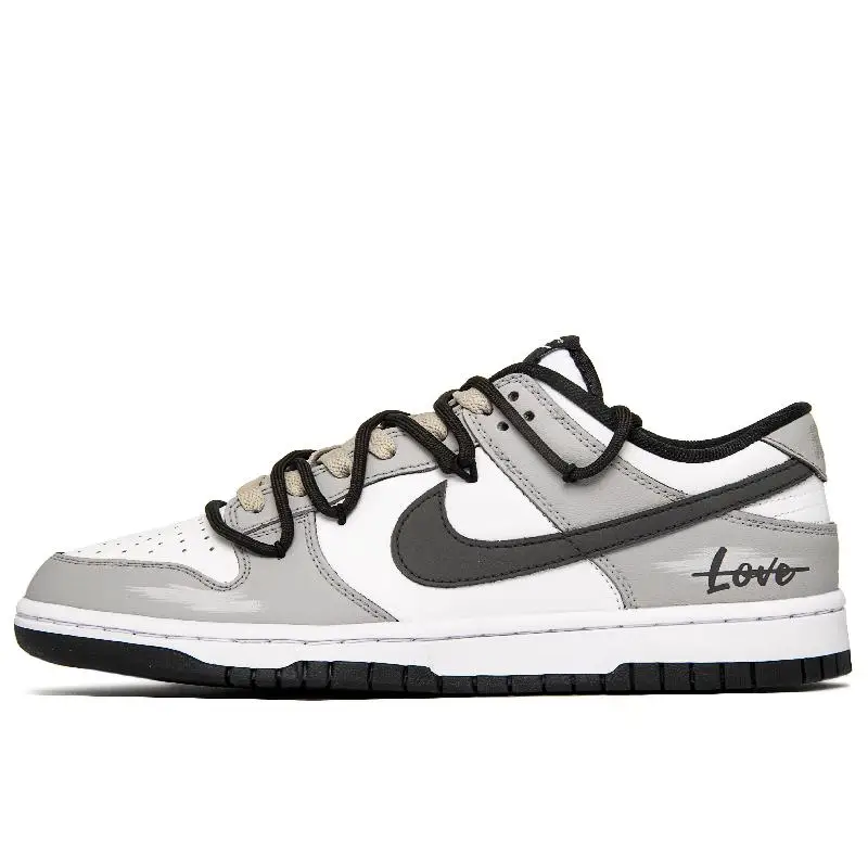 【Customize】Nike Dunk Skateboarding Shoes Men Low-top Black/white/gray Sneakers shoes DD1391-100