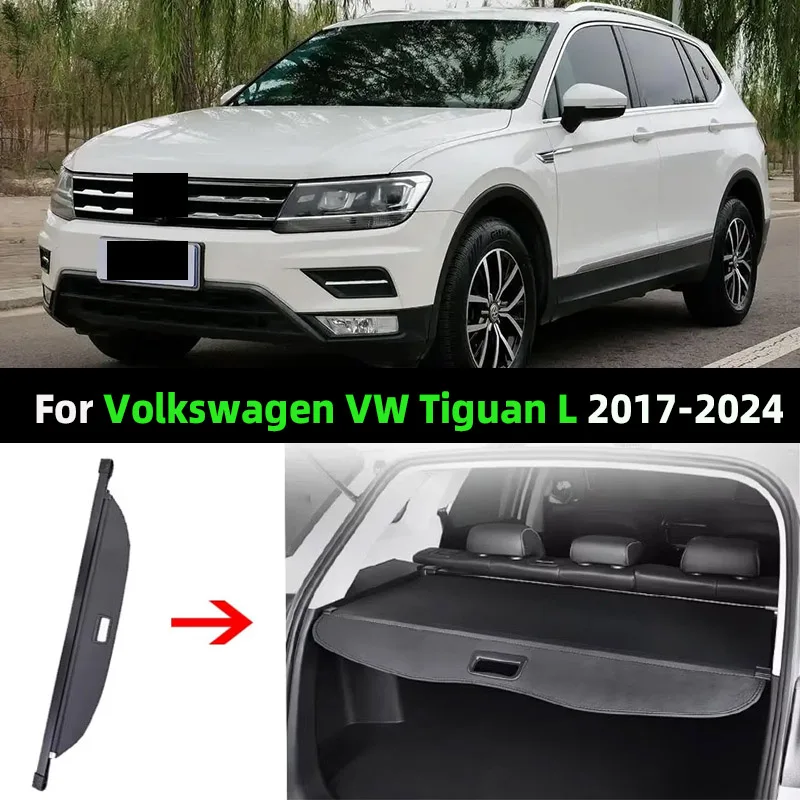 

Rear Trunk Curtain Cargo Cover For Volkswagen VW Tiguan L 2017-2024 Luggage Tray Storage Security Shade Shield Auto Accessories