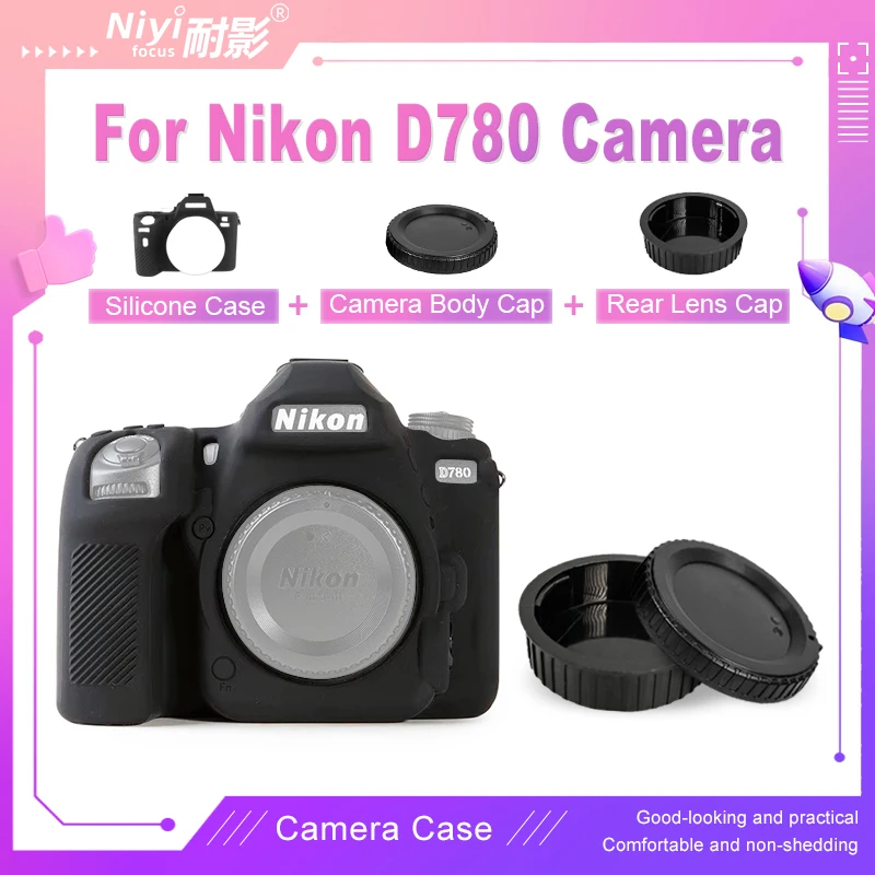 For Nikon D780 Case Luxury Original Silicone Soft Cover Rubber Photography Accessories Kit With Lens Rear Cap Camera Body Cap