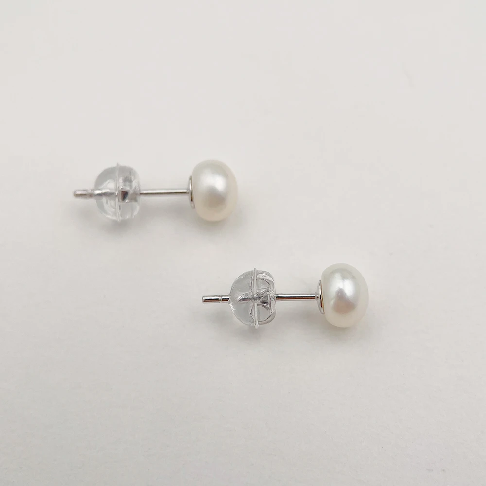 أقراط فضة إسترلينية للنساء والفتيات ، مرصعة بلؤلؤ المياه العذبة ، مجوهرات ثقب لطيفة ، نوع الخبز ، 8 2.8