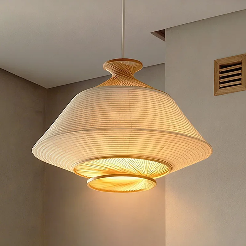 Japanese Bamboo Weaving Pendant Lights Classic Zen Living Room Restaurant Wabi Sabi Style Teahouse Homestay LED Suspension Lamps