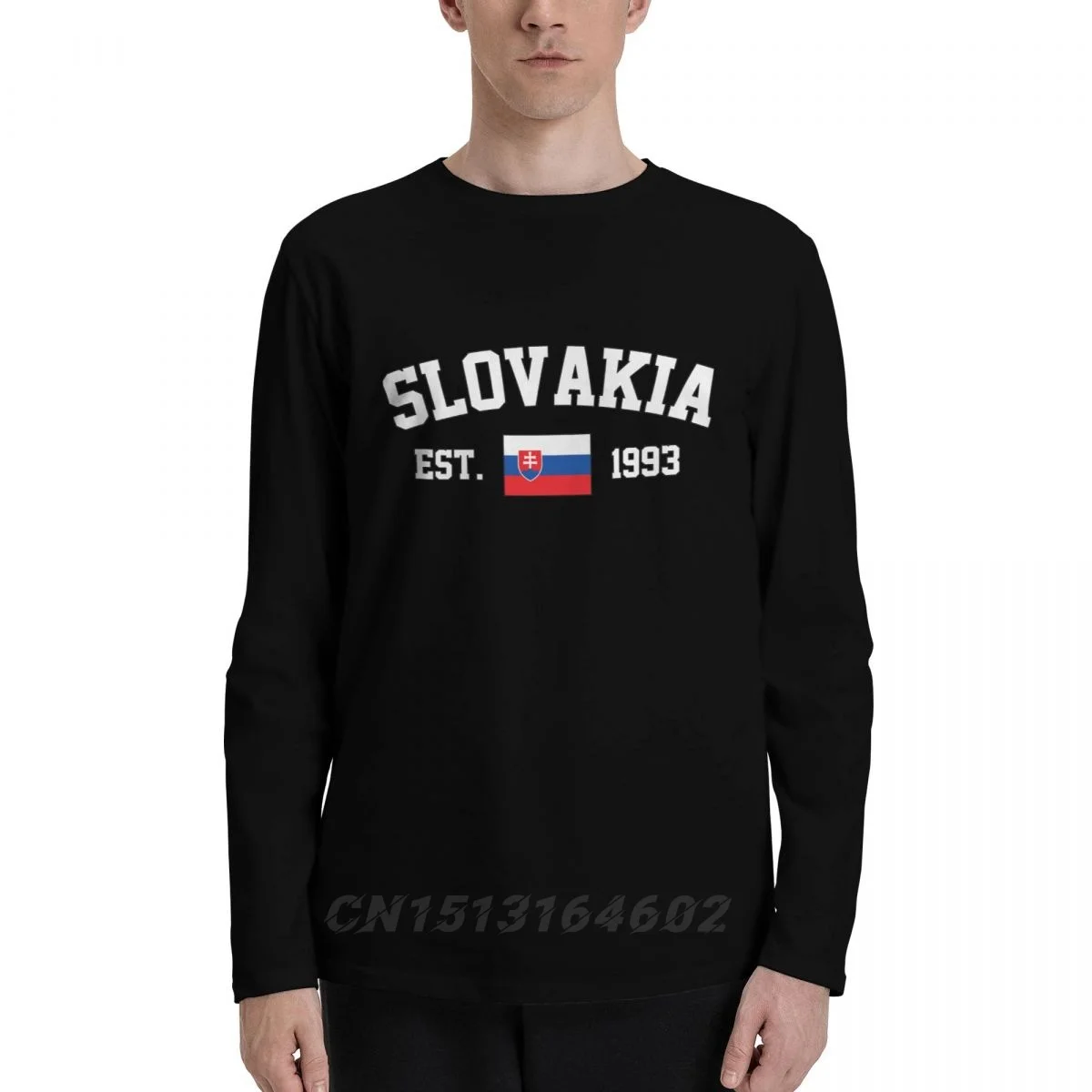 100% Cotton Slovakia Flag With EST. Year Long Sleeve Autumn T shirts Men Women Unisex Clothing LS T-Shirt Tops Tees