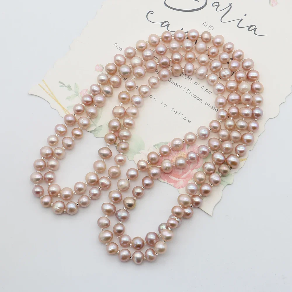 Collar de cuentas redondas de perlas barrocas de agua dulce, de aspecto natural y diseño fantástico, 118 cm, con orificio recto y espaciado regular, ideal para crear collares y pulseras, y para la elaboración de joyas.