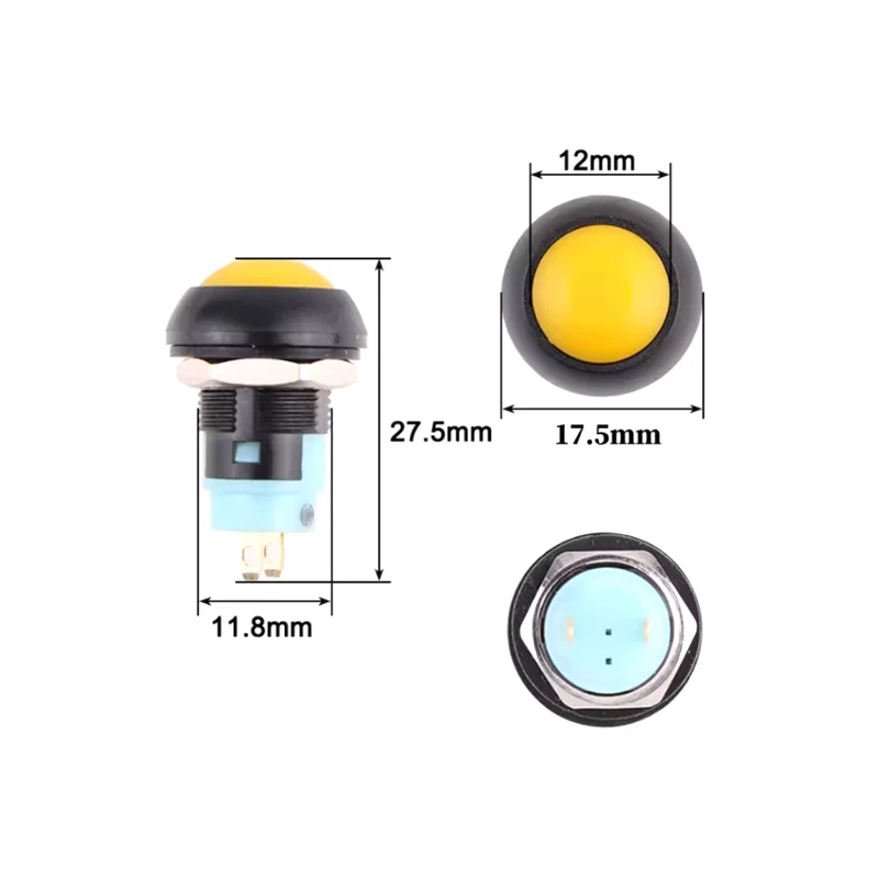 5PCS Mini 12MM Interruttore a pulsante circolare impermeabile PBS-33A 250V 3A Auto Reset On/Off 2 pin
