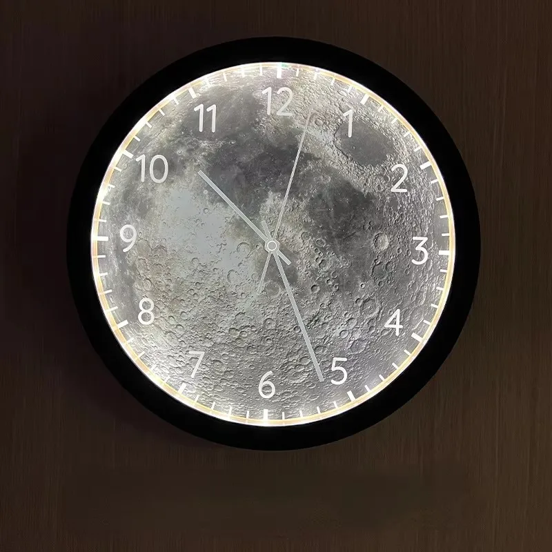 

LED Voice-activated Wall Clock Fashion Simple Bedroom Living Room Wall Watch Smart Luminous Moon Light Luxury Home Decoration