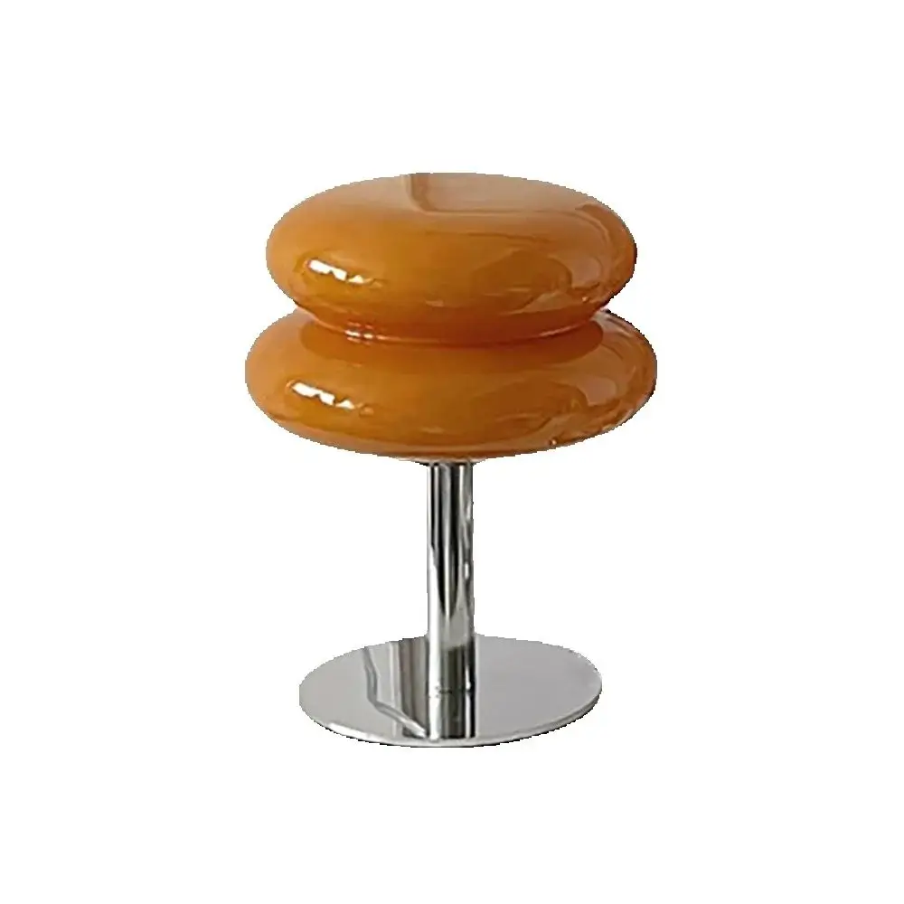 Lampe de table circulaire en verre orange avec un design en forme de beigne à double couche, lumières LED, adaptée à la maison, au bureau, à la chambre d'enfant