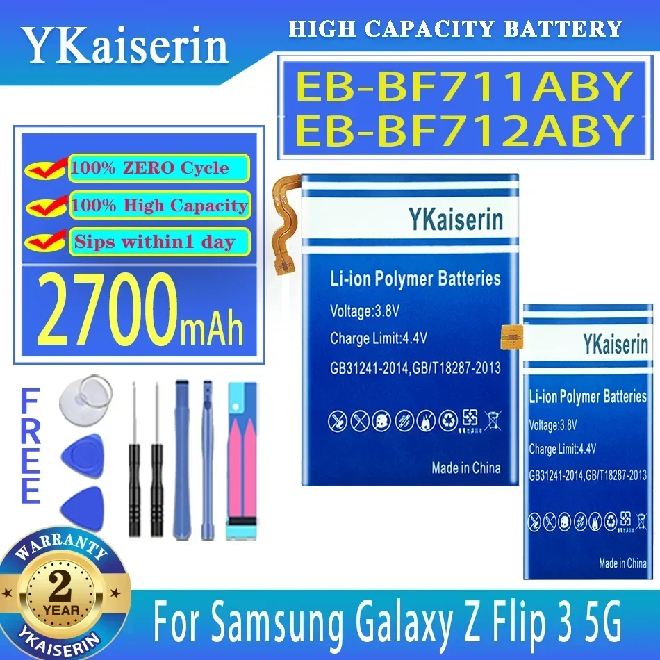 YKaiserin Battery EB-BF711ABY EB-BF712ABY 1300mAh/2700mAh For Samsung Galaxy Z Flip3 flip 3 5G F7110 SM-F711B