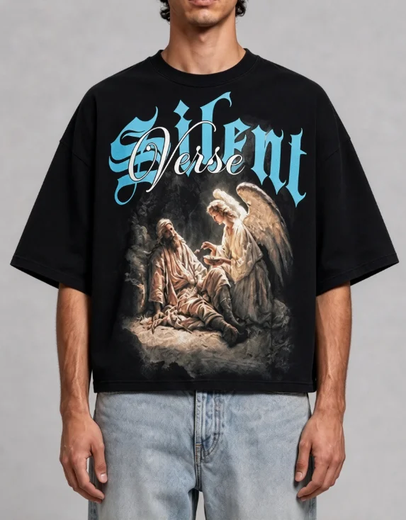 2026 new Best-Seller Trending Religious Angel Silent Verse Oversized Short Sleeve Tee Streetwear Enthusiasts Daily Wear Item
