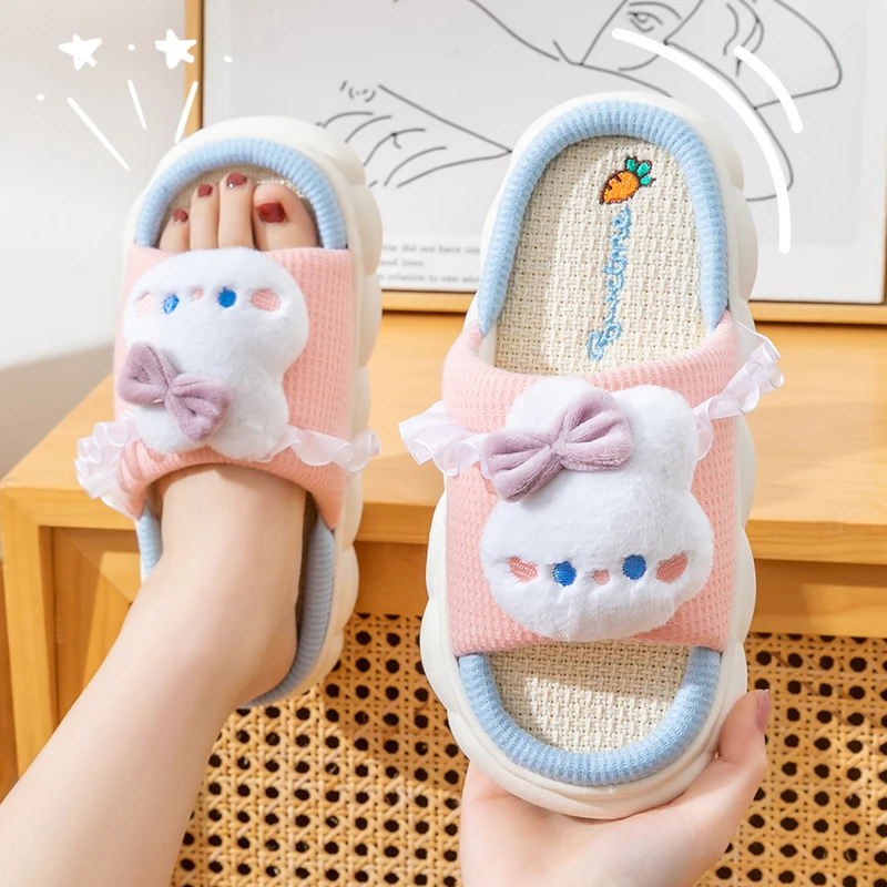 

Linen Slippers Women's Indoor Home Silent Anti-Slip Child Toddler Cotton Slippers Spring Autumn Comfortable Breathable Slip-On