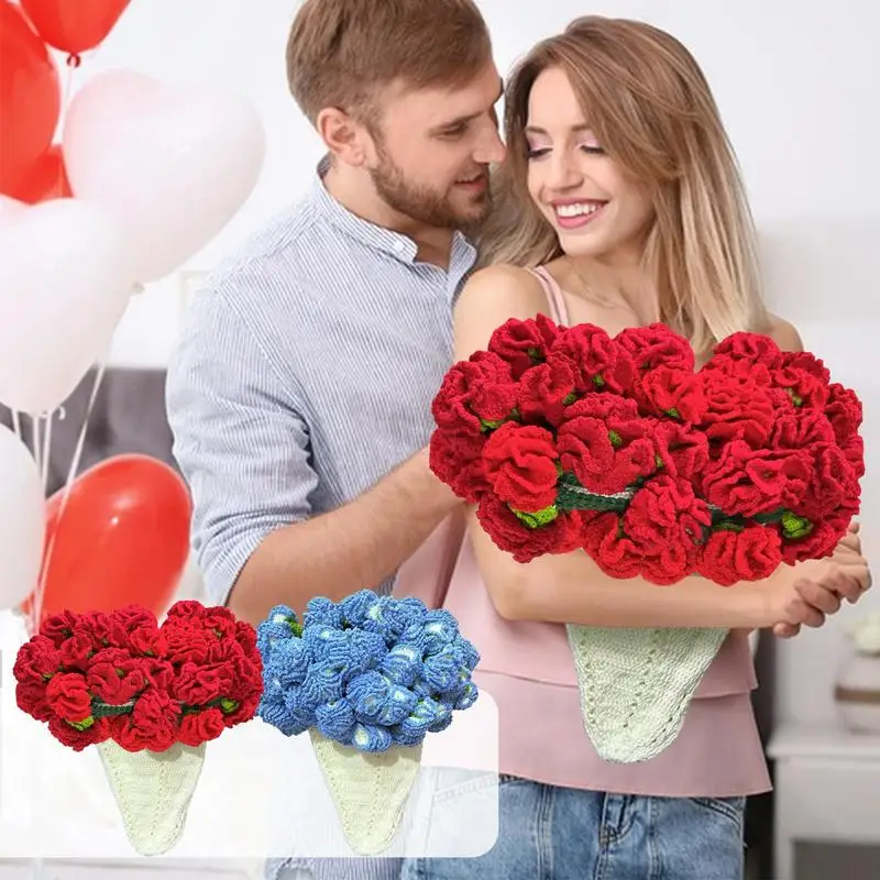 Bouquet Blanket Carnation Crochet Flower Bouquet Blanket Romantic Boho Charm Soft Relaxing Family Sofa Decoration For Cozy