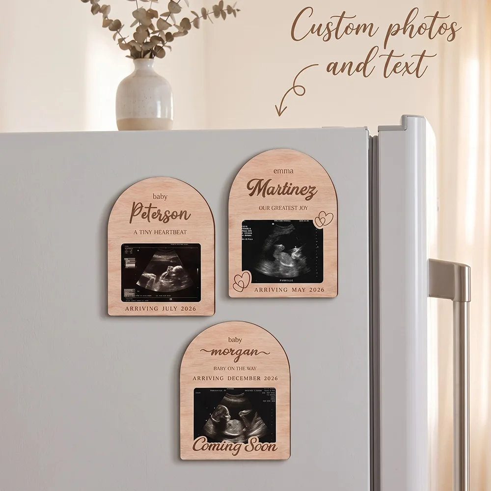 Custom Name & Due Date Sonogram Magnet,Personalized Pregnancy Keepsake,Soft Magnetic Back,