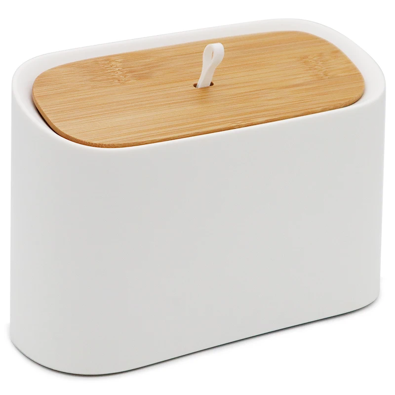 Desktop Trash Bin Living Room Sorting Storage Bucket Household Kitchen Garbage With Lid Bamboo Cover Bedroom Mini Paper Bask