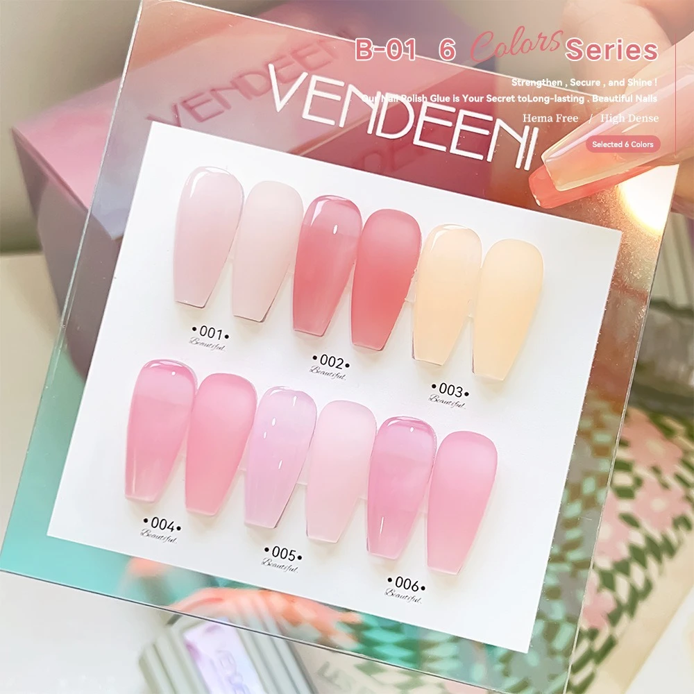 6개입 젤 네일 폴리쉬 세트 HEMA 프리 15ml 세미 퍼머넌트 소크 오프 UV 젤 바니쉬 네일 아트 데코레이션 여름 네일 용품 DIY