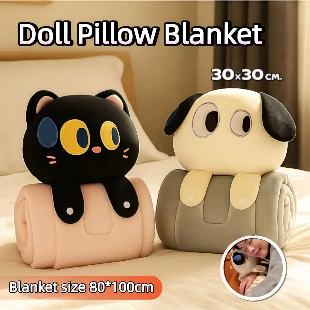 3-in-1 Shawl Blanket Pillow Multifunctional with Pillow Air Conditioning Blanket Folding Storage Animal Shape Warm Blanket