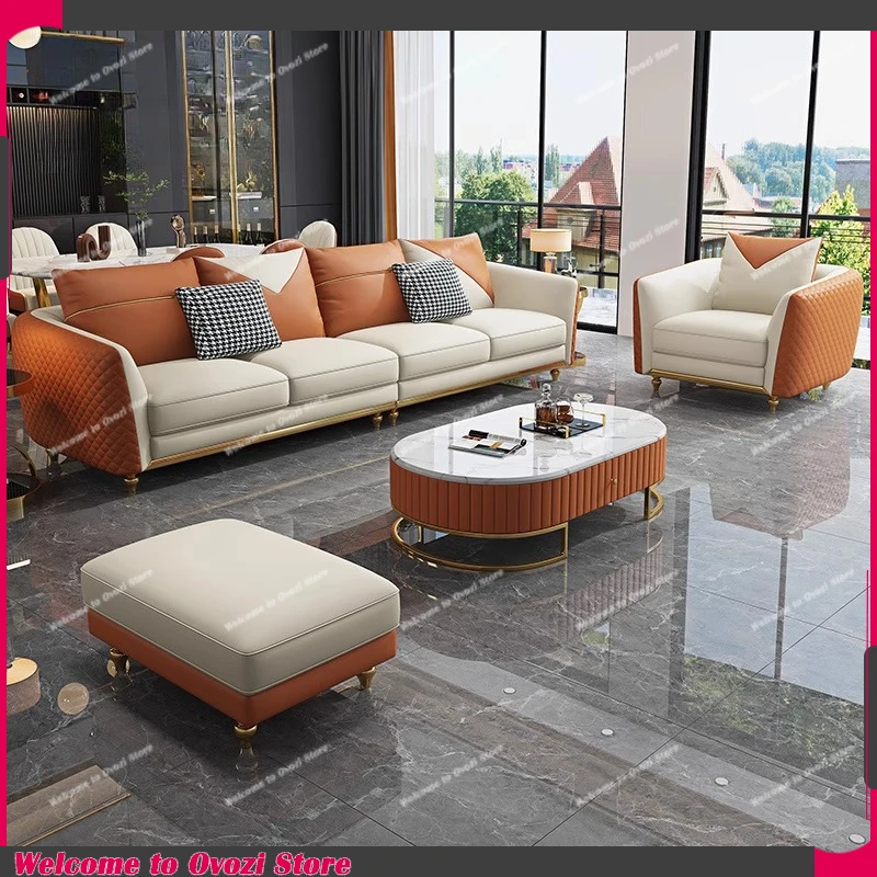 

Genuine Leather Living Room Sofas Modern Minimalist 3 Seater Elegant Sofas Armchairs Single Articulos Para El Hogar Furnitures