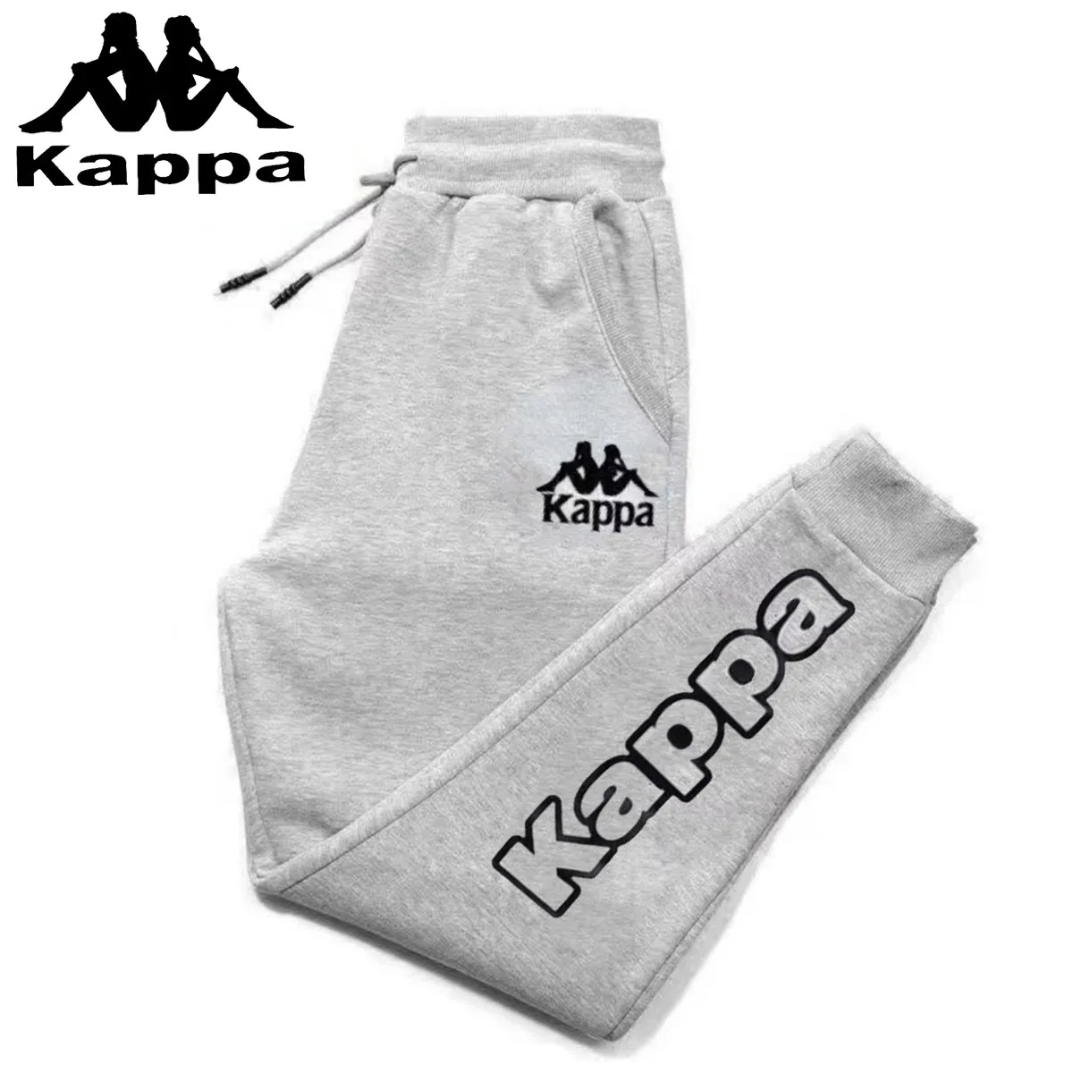 Kappa High-quality Sweatpants Autumn Winter Plus Velvet For Men And Women Casual Loose Sports Trousers Trendy Gym Brushed Pants