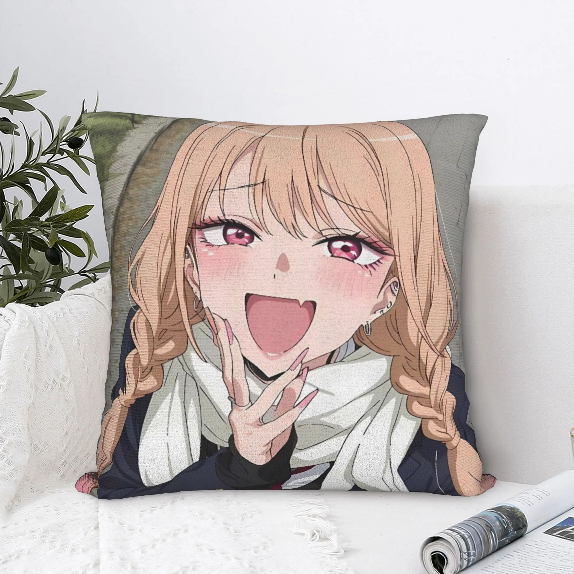 Marin Kitagawa Pillow Case  Comfy Pillow Cover For Living Room Chair Retro Trendy Cushion Cover