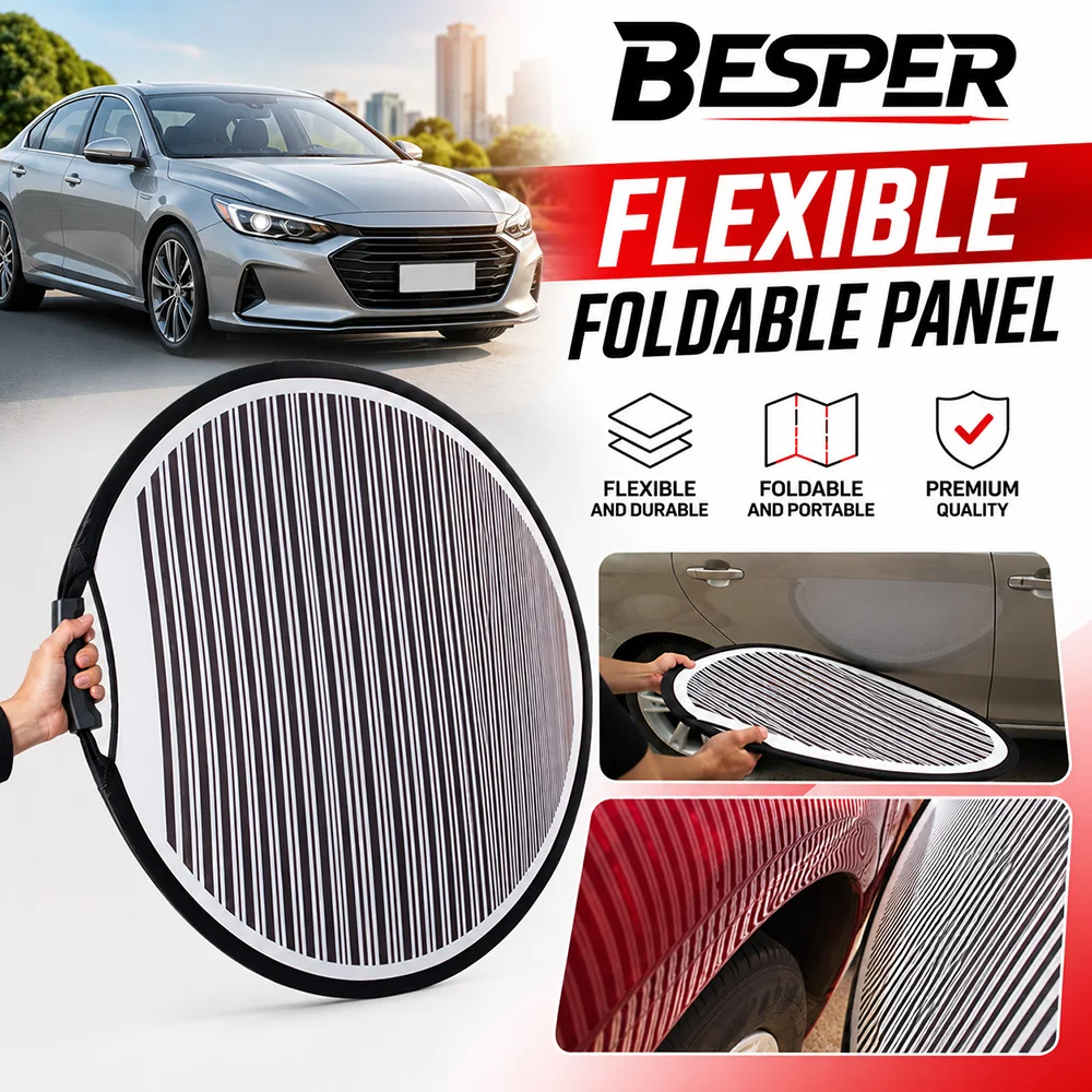 80cm Foldable Striped Car Dent Reflector Board Portable Lined Reflection Panel for Auto Body Scratch Inspection Repair Tool