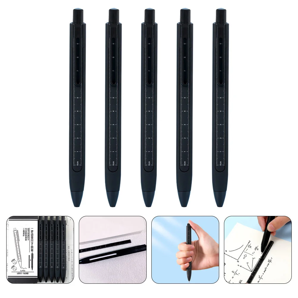 

5pcs Retractable Smooth Multi-Use Writing Pens For Office School Homework Exam Note Taking Portable Writing Pens