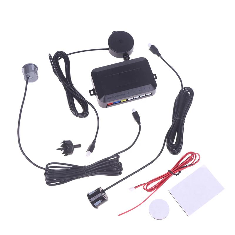 Kit de sensor de estacionamento para carro, 12v 22mm, universal, 4 sensores, campainha, radar de backup reverso, alerta de som, sistema de sonda indicadora