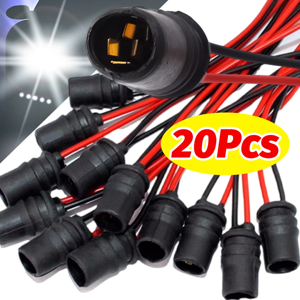 1-20pcs Car T10 Instrument Light Socket LED Lamp Holder Light Bulb Socket Base Rubber Connector Holder Extension Wire Adapter