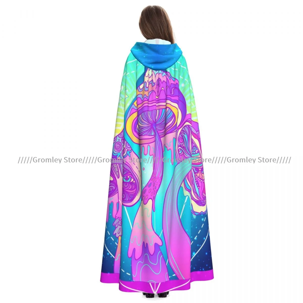 

Magic Mushrooms With Sacred Geometry Witch Cloak Halloween Cosplay Costume Adult Unisex Cloak Retro Ages Cape