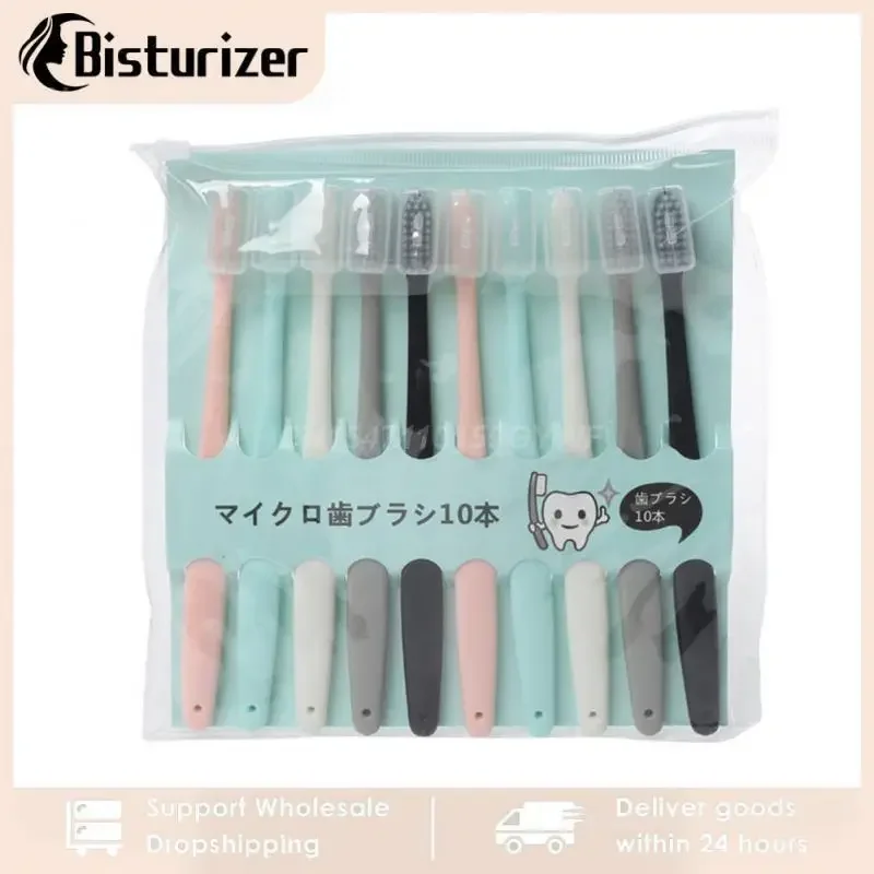 Set Zahnbürste, umweltfreundlich, natürlicher Griff, Bambuskohleborsten, für Erwachsene, weiche, ultrafeine Borsten, Zahnbürsten, Haushalt