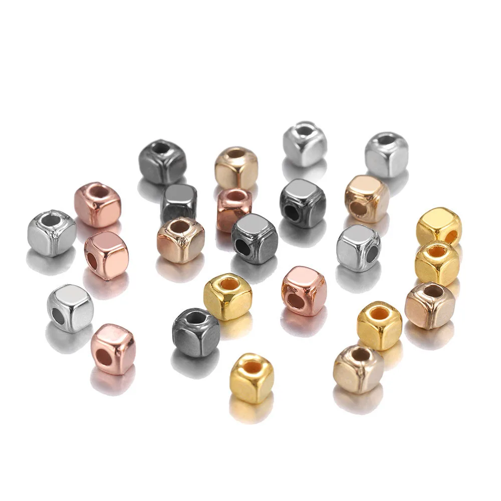 300pcs/Lot CCB Square Beads 3mm 4mm 5mm Gold Color Loose Spacer Cube Seed Bead for DIY Jewelry Making Bracelets Necklaces Access