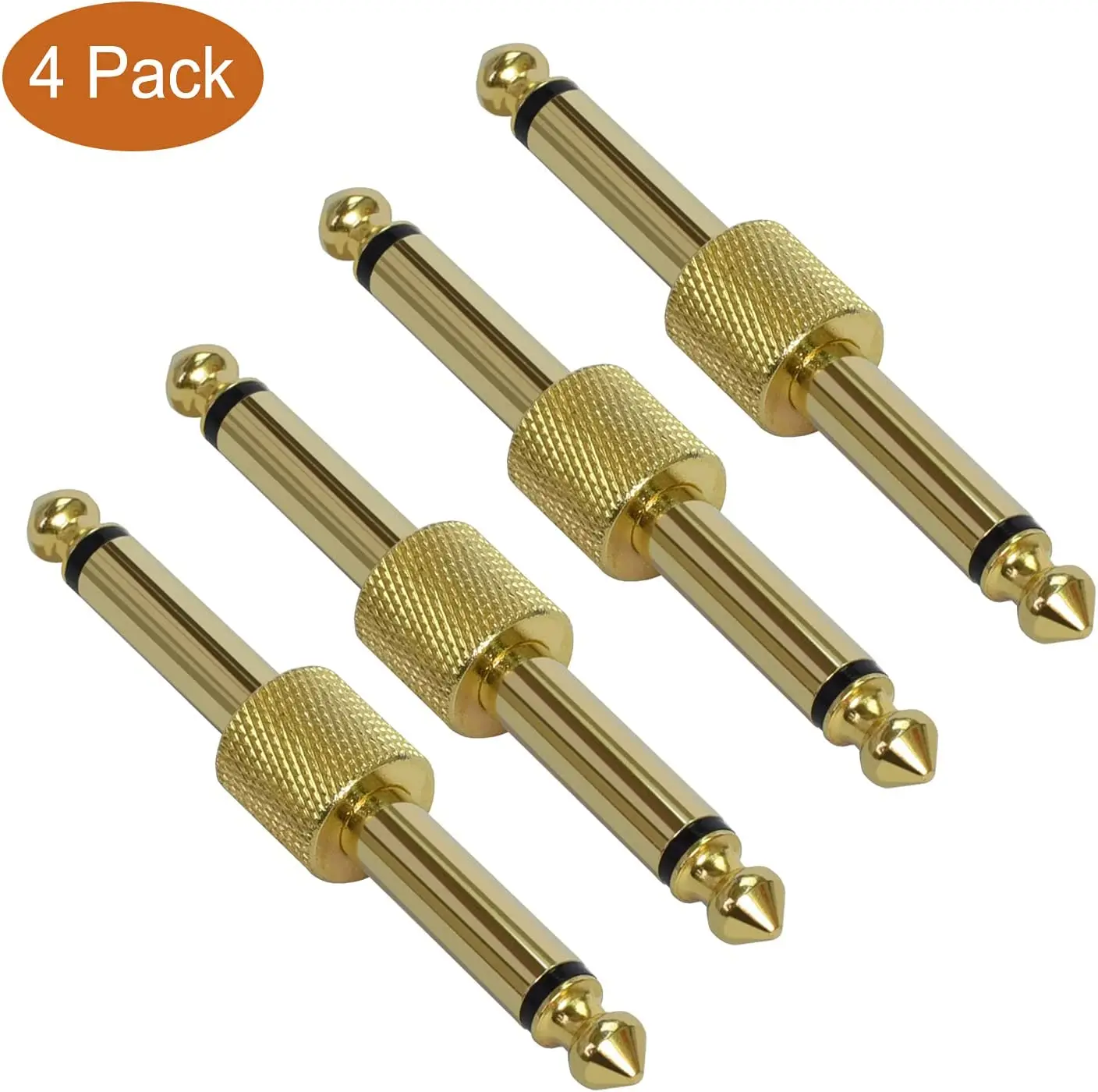 Electric Guitar Pedal Couplers, Straight Type, 4 Pack, TS Copper Male Connector, Saving Effect Pedalboard Space,4 Packs