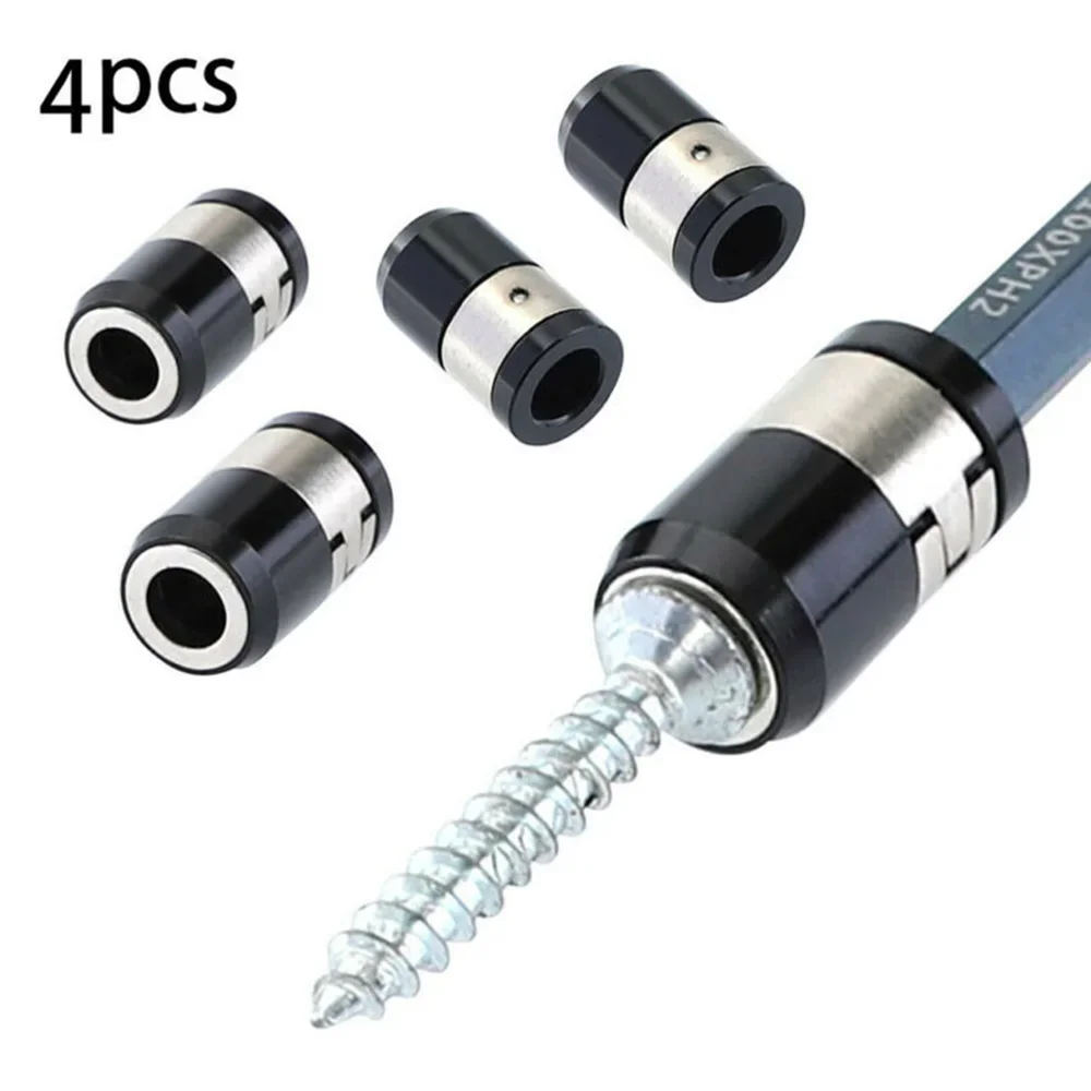 4pcs Magnetizer Ring Metal HRC60 Black Magnetic Steel Magnet Powerful Ring Strong Magnetizer Electric Screwdriver Bits tool