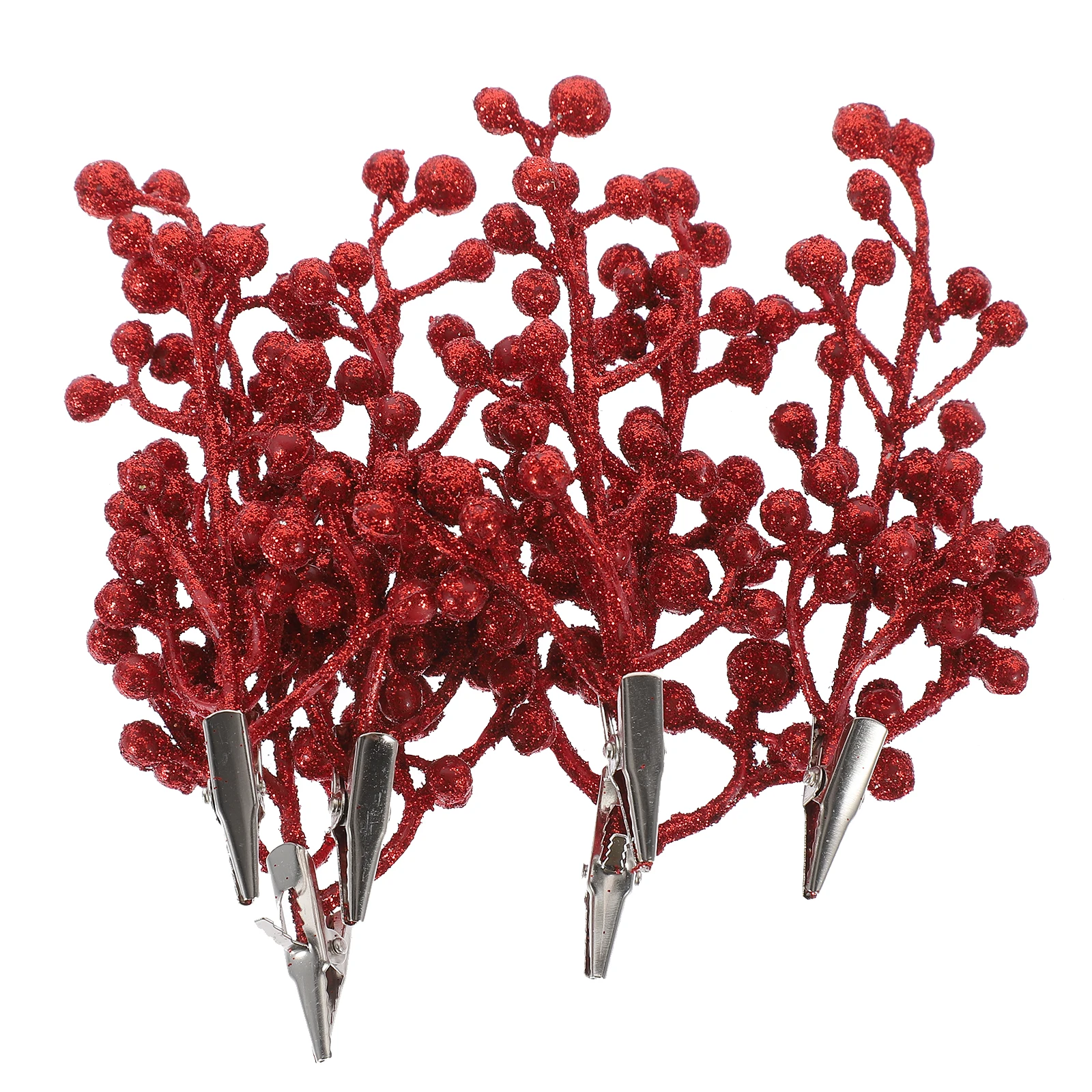 

Xmas Christmas Tree Decoration Clip Artificial Glitter Berry Stem Ornaments Man Stems