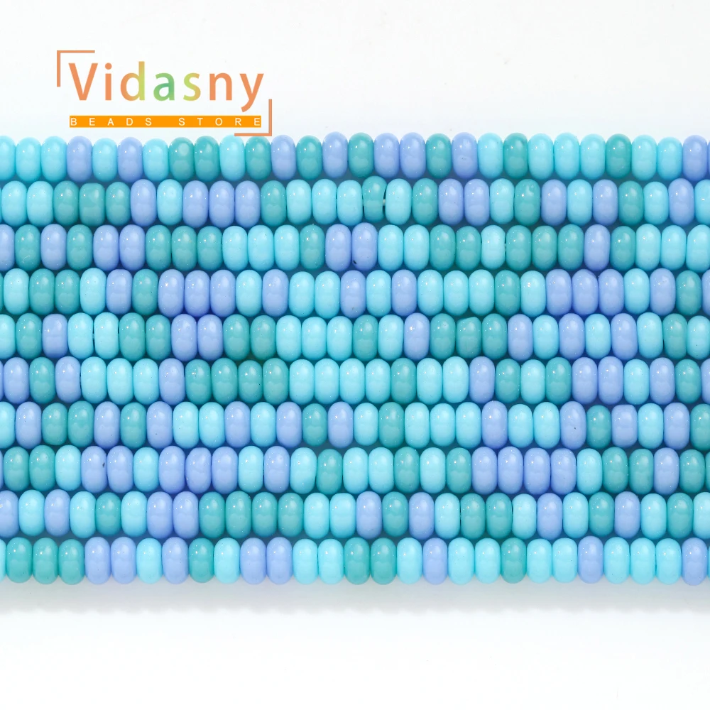 4x2mm Natursteine Lila Seeblau Runde Rondell-Perlen für Schmuckherstellung Passend für DIY Armbänder Halsketten Zubehör – Detail 5