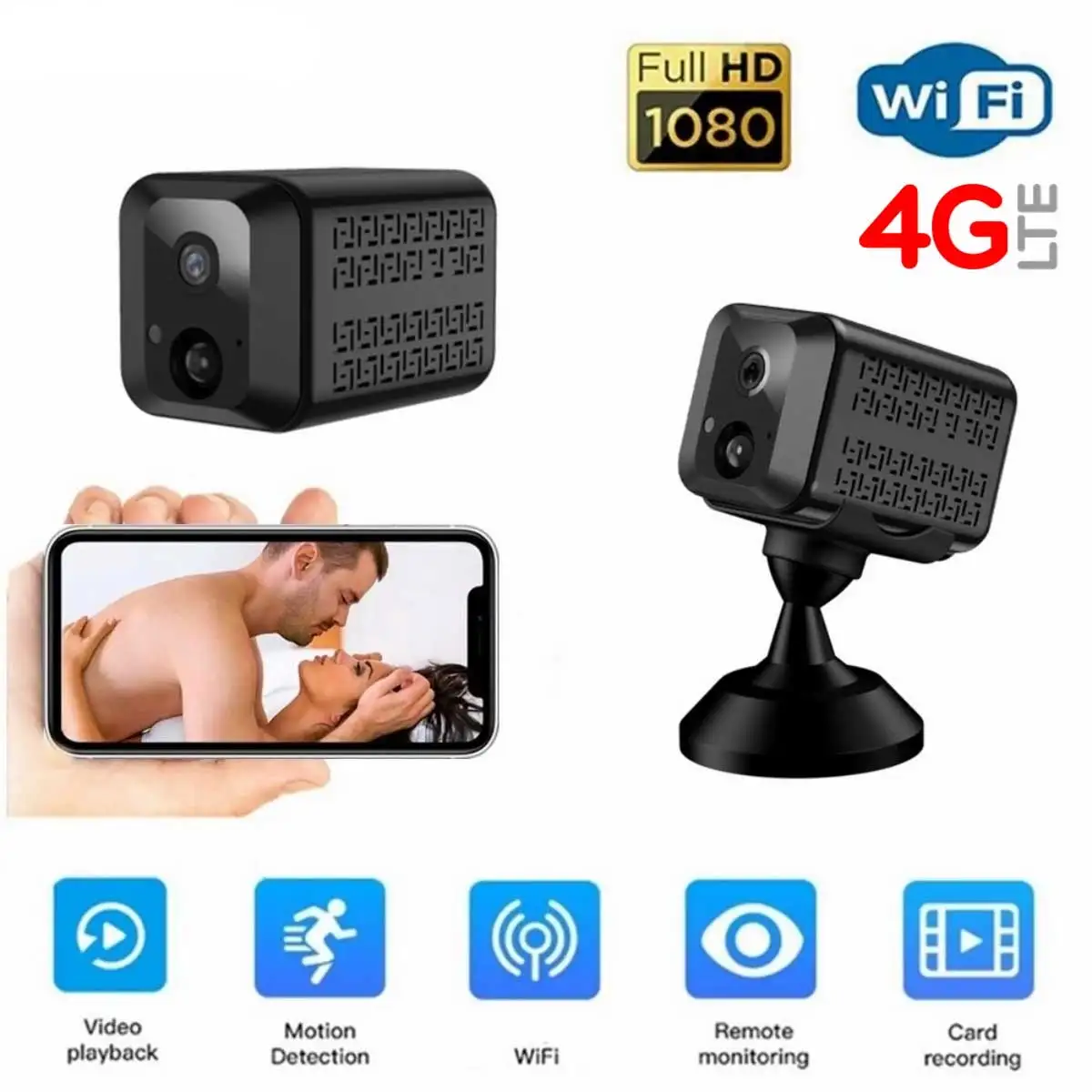 4MP 4G SIM Card Battery Mini WiFi Surveillance Camera With Battery Powered Camera IR Night Vision Security CCTV Small Camera