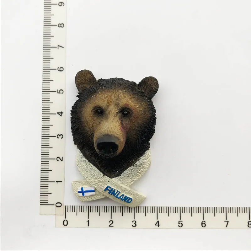 

Finnish brown bear head Fridge Magnets Travel 3D Memorial Magnetic Refrigerator