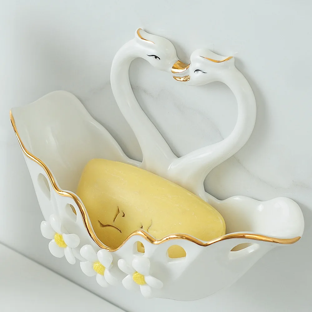 Swan Soap box, non-punching soap box, wall-mounted draining bathroom, household toilet soap stand