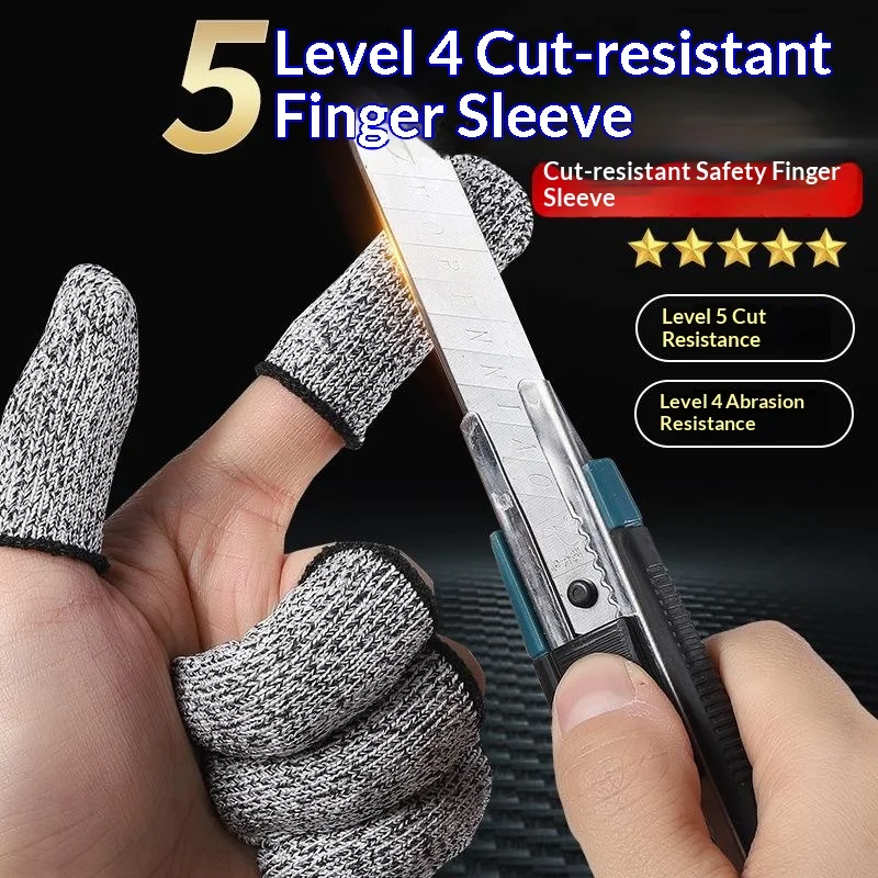 10Pcs Level 5 Anti-Cut Finger Covers High Strength Flexible Safety Protector for Kitchen Gardening DIY Cutting Work