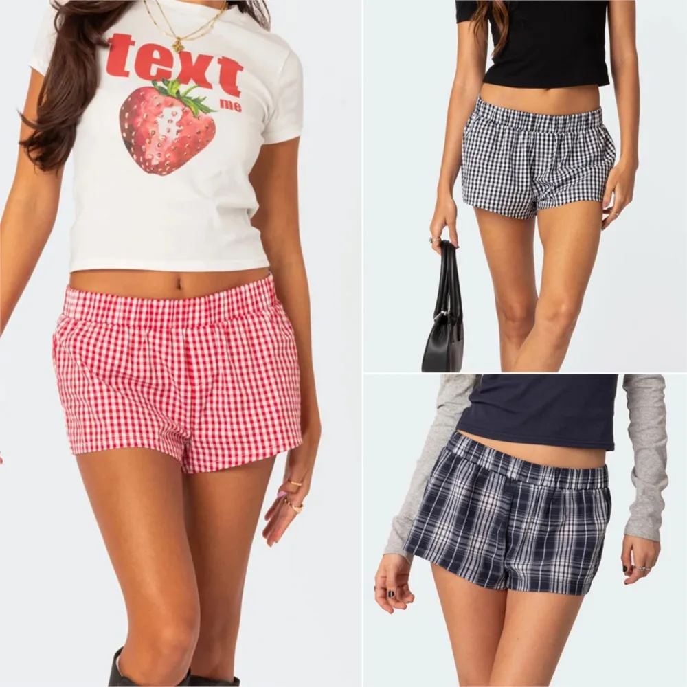 2026 Summer Women' S Pants Shorts Feminino Beachwear Women Clothing Retro Simple Style All-match Lattice Contrast Vacation Beach