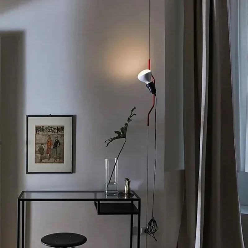 LED فاخر أسود الارتفاع قابل للتعديل الطابق الدائمة سلك طويل E27 قلادة ضوء غرفة نوم جدار ديكور تركيبات لمنطقة اللوح الأمامي