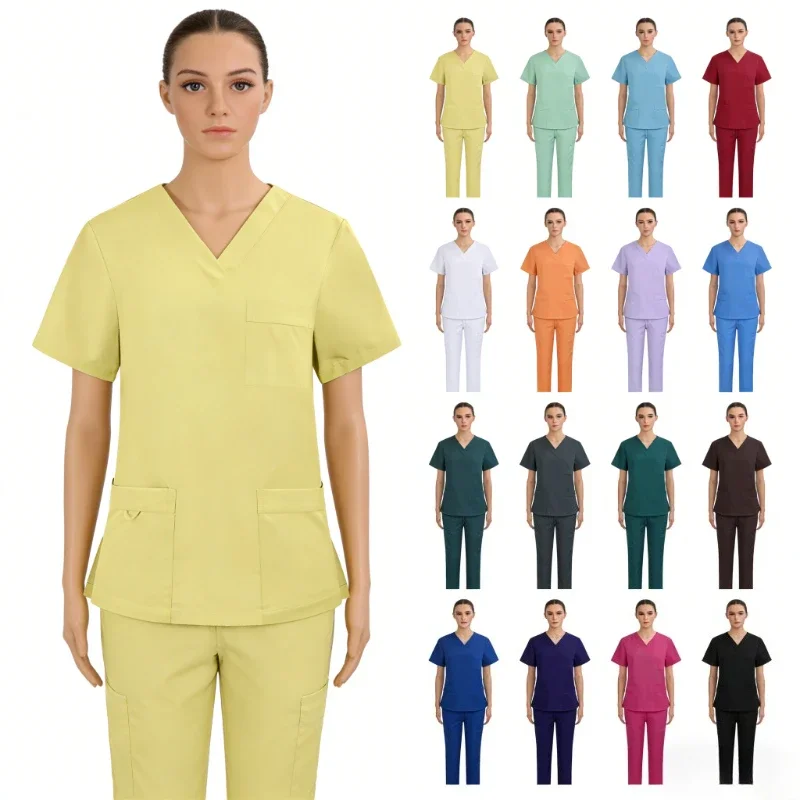 new-men-women-multi-color-split-scrub-suit-comfortable-work-uniform-for-beauty-spa-pet-hospital-dental-and-operating-room