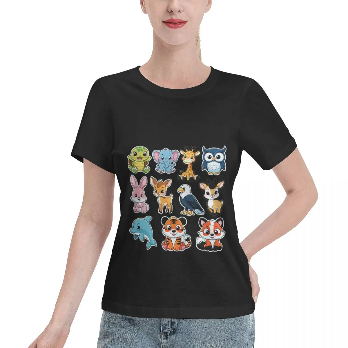 Excellent Craftsmanship Animal Stickers For Child Women's T-shirt Gothic Women T-Shirt