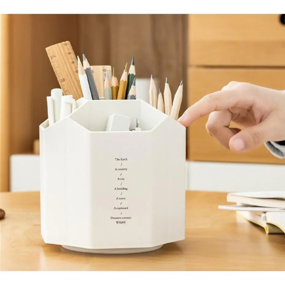 360 Degree Rotating Pen Holder Multifunctional Desk Organizer Large Capacity Desktop Storage Box School Office Stationery Supply