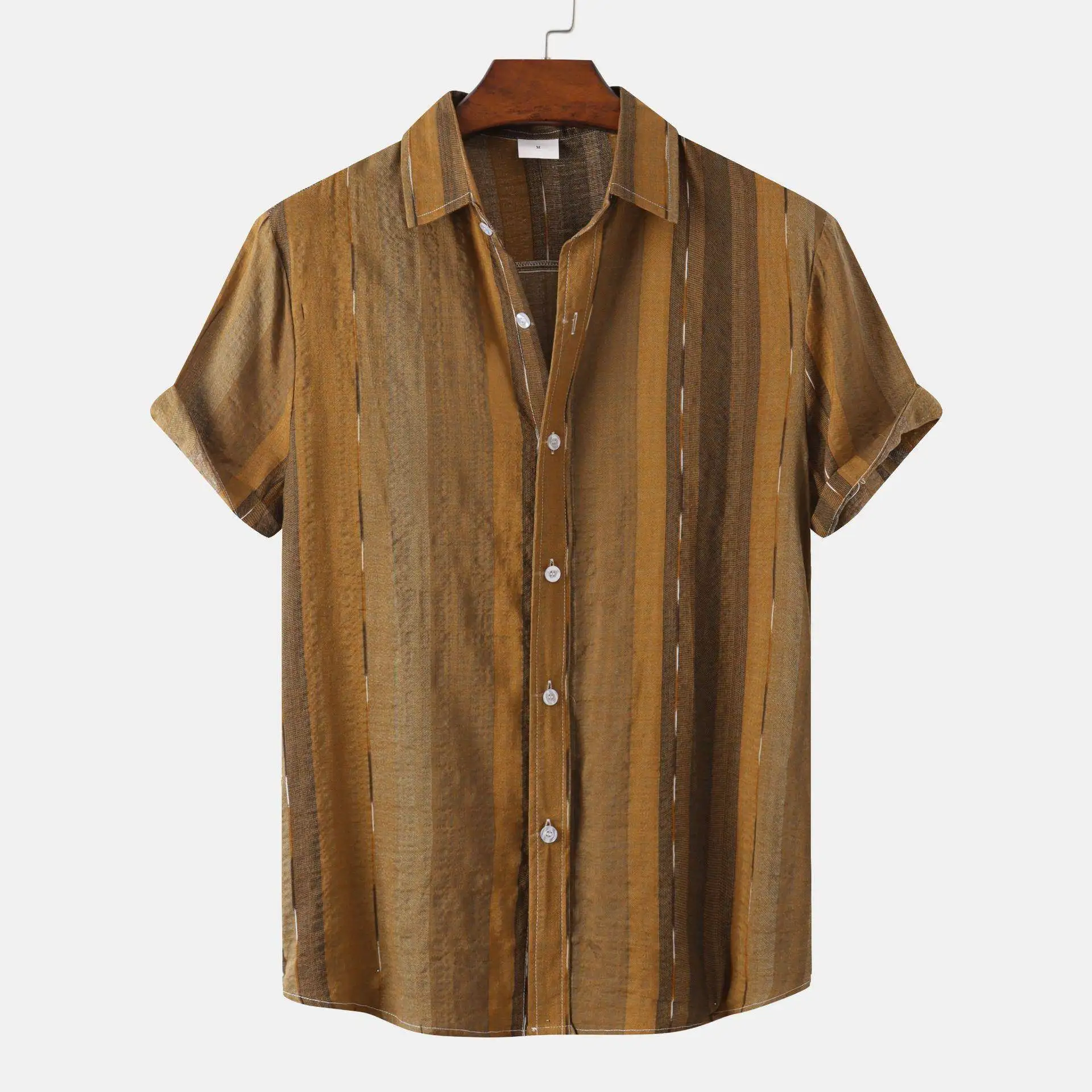 Men's Summer Thin Short Sleeve Floral Print Versatile Shirt CleanFit Style Casual Loose Fit PU Leather Fabric Resistant to De...