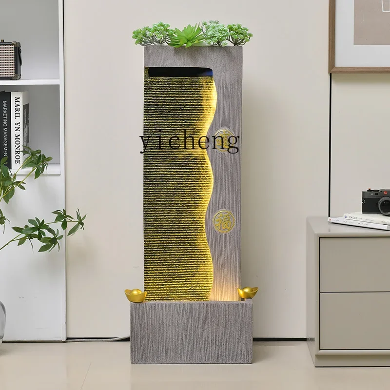 EE  water curtain wall flowing water screen feng shui wheel living room floor entrance flowing water ornament