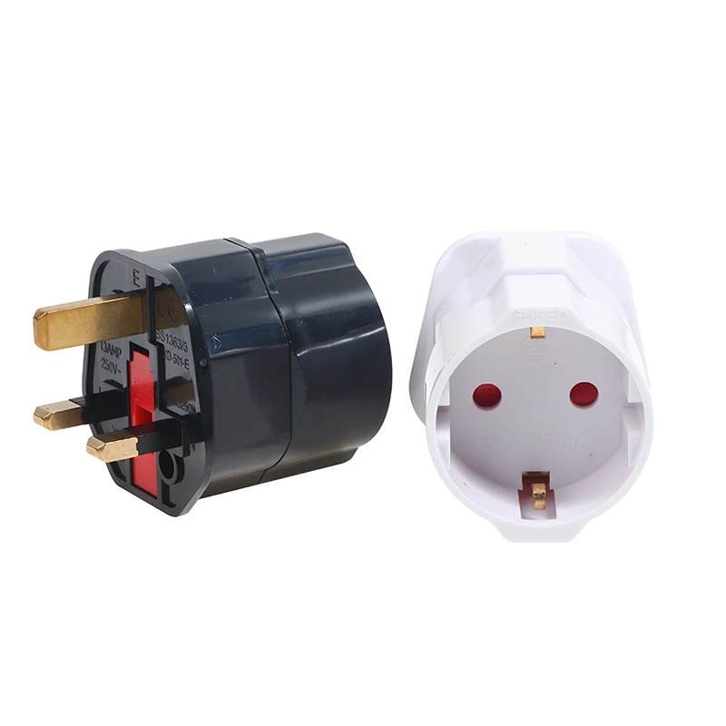 1Pc EU Euro 2 Pin To UK 3 Pin Plug AC Universal Adapter Travel Converter European.