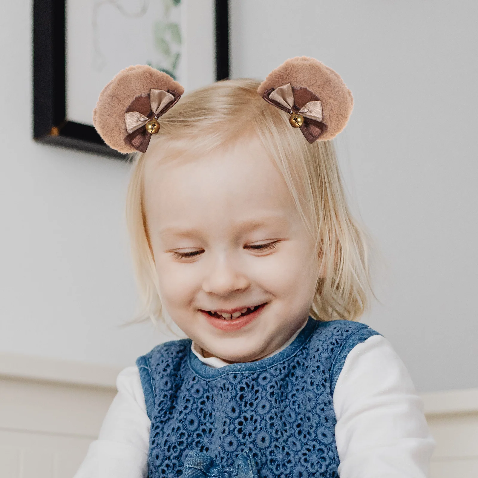 

1Pair Bear Ears Hair Clips Cute Bow Decor Hairpin Smooth Surface Hair Accessories for Girls Women Birthday Party Cosplay