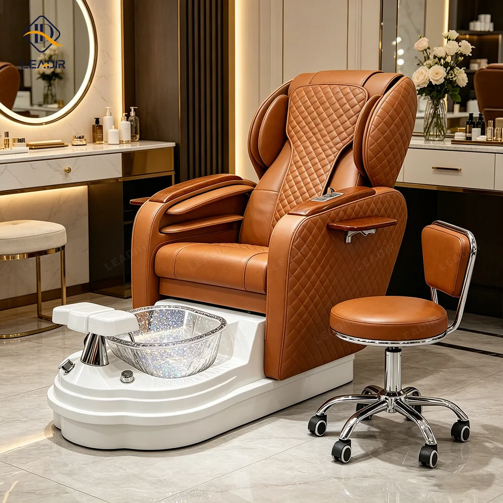 Pedicure Spa Chair Foot Bath Basin Remote Control LED Light Steam Function Massage Function For Nail Spa Salon