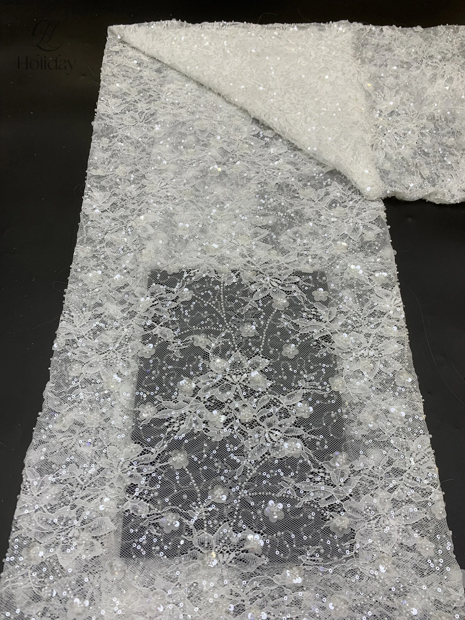Originally Designed Bead-Embroidered Fabric for Haute Couture & Handmade Garments, Precisely Sewn to Measurements.