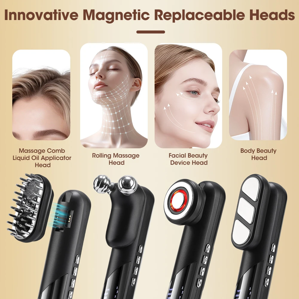 4-in-1 Multi-Functional Beauty Device Handheld Electric Scalp Massage Comb Hair Care Comb Facial Skin Beauty Tools for Face Body